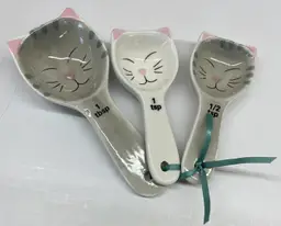 3 Ceramic Cat Measuring Spoons