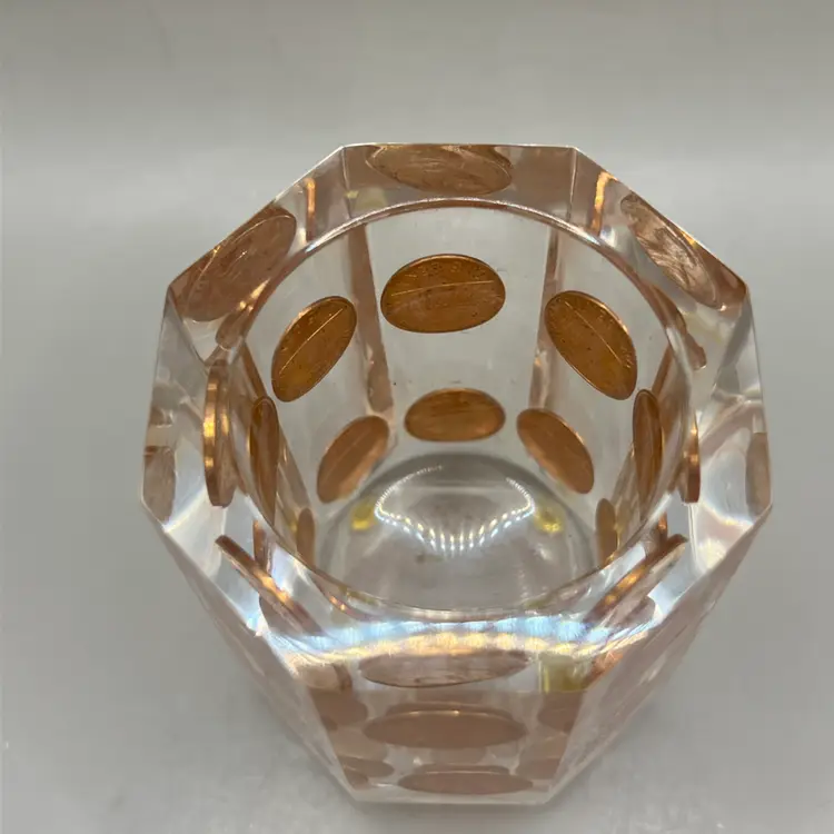 Acrylic Hexagonal Pen Holder With 1988 Pennies 3.5”