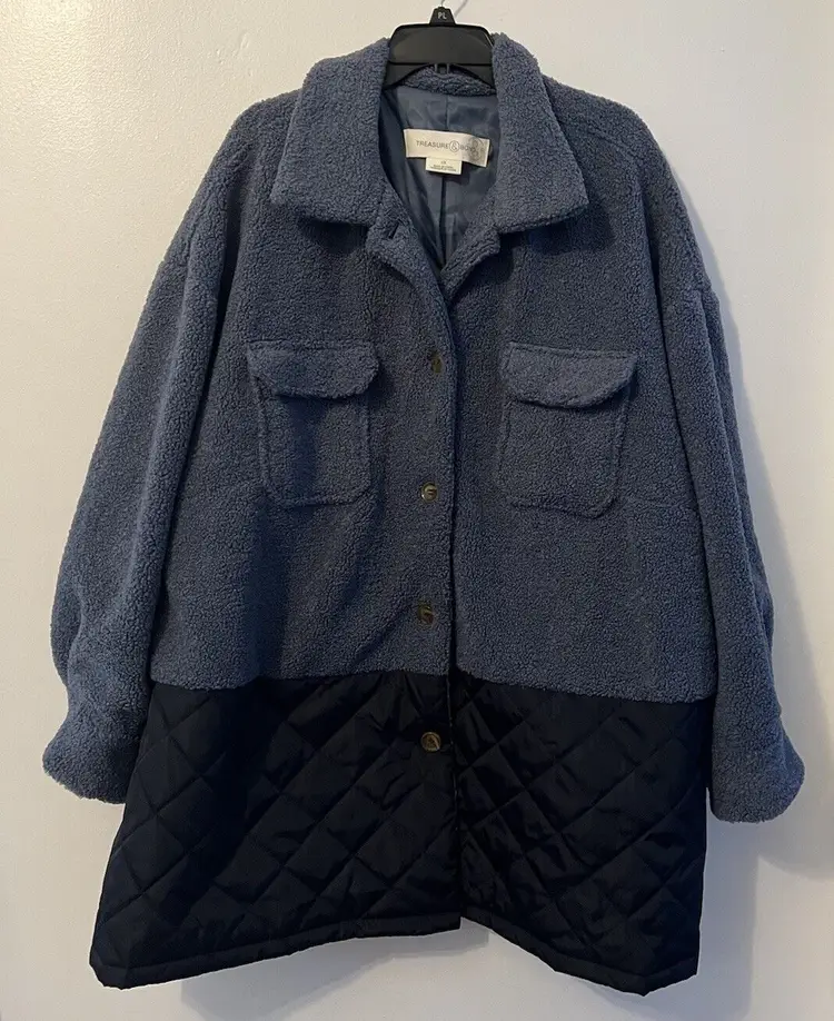 Treasure & Bond Gorpcore Quilted Mixed Media Shacket  Plus Size 3XL NWOT