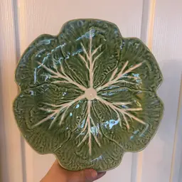 Vintage Bordallo Pinheiro Ceramic Majolica Cabbage 12”Charger Plate Serving Platter
