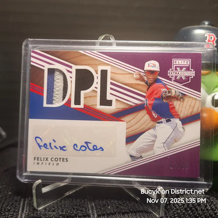 2020 Panini EEE Patch Auto Purple - Felix Cotes Tampa Bay Rays 17/25