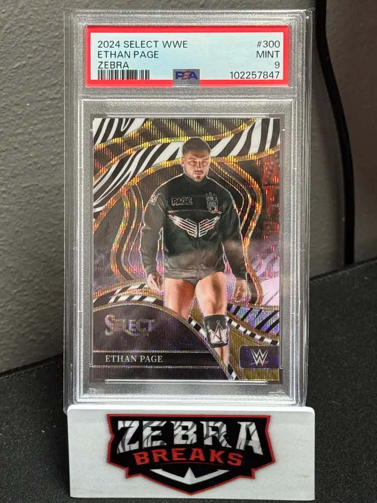 2024 Panini Select WWE Ethan Page #300 Zebra Print PSA 9 Case Hit