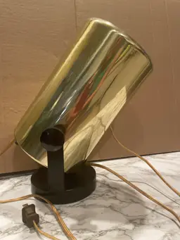 Vintage brass cylinder table lamp