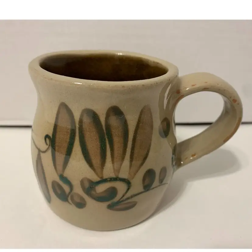 BBP Beaumont Brother Pottery Stoneware Salt Glaze Mug “Green Leaves” 