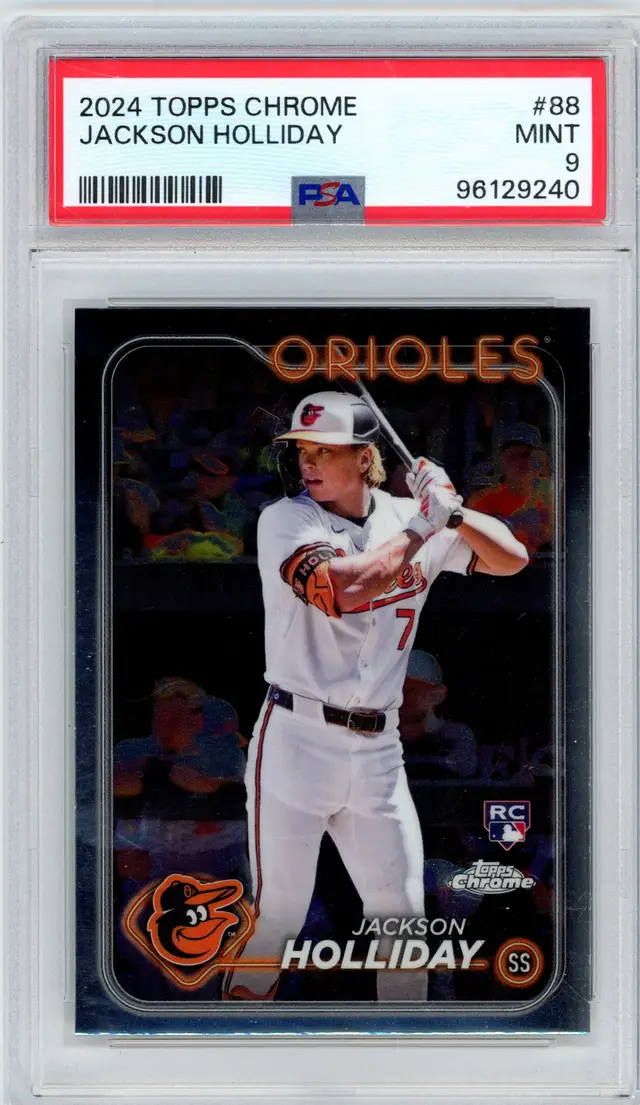 2024 Topps Chrome JACKSON HOLLIDAY RC Rookie #88 ORIOLES PSA 9 MINT