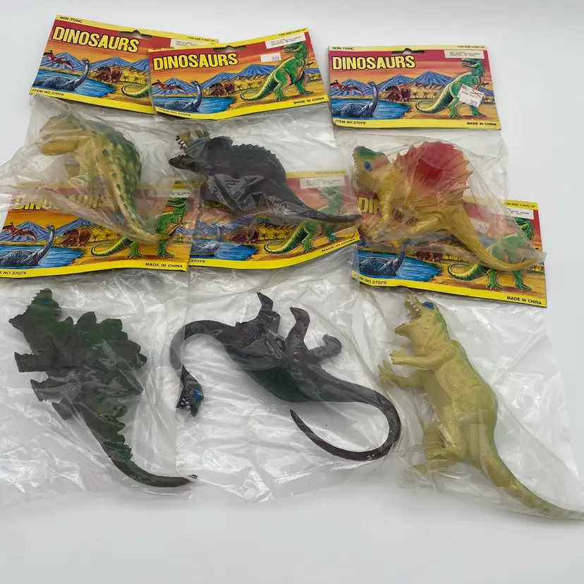 Lot of 6 Different 80's/90's Dinosaur Toy Figures - New Old Stock Toy Store
