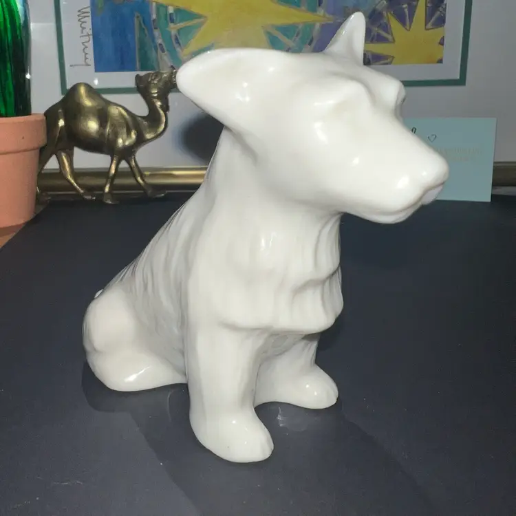 #06 - Vintage Belleek Scottish Terrier Dog  Perfect Condition