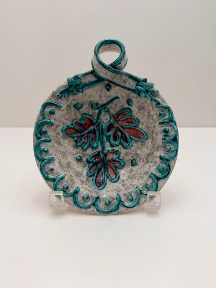 Italian Pottery Vintage Leaf Design Trinket Dish