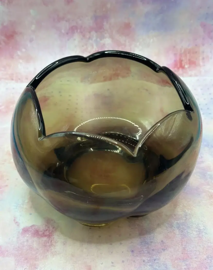 Vintage Tiffin Glass Rose Bowl Handblown