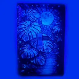 Blue Glowing Monstera Under the Moonlight Switch Plate Cover