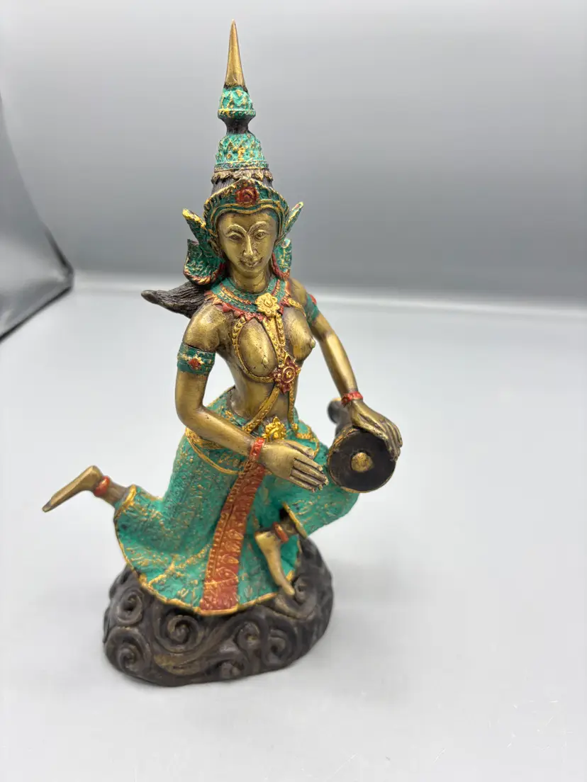 Vintage Thai painted bronze statue