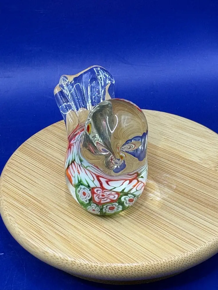 Millefiori Art Glass Bird Paperweight