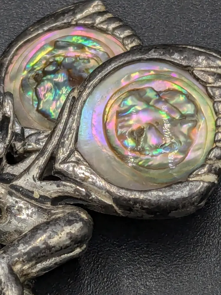 Vintage CYVRA Pixie/Fairy Sterling Silver Brooch with Abalone Wings