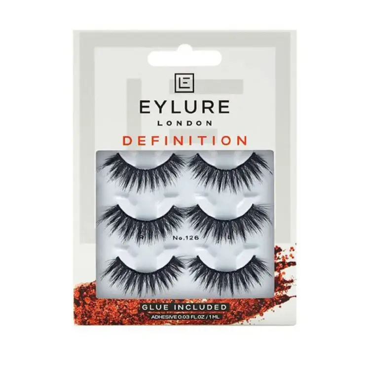 Eylure Definition #126 Lashes Set + Glue Latex Free NEW