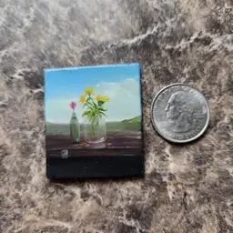 Miniature Oil Painting On Masonite Board Signed By The Artist Free Shipping