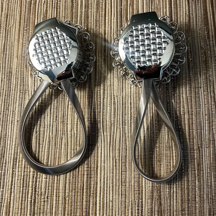 Curtain Tiebacks. Fancy Silver Tone With Rhinestones.