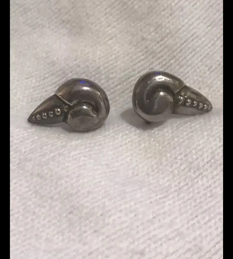 William Spratling Sterling Silver Shell Screw Back Earrings Very Old, Original