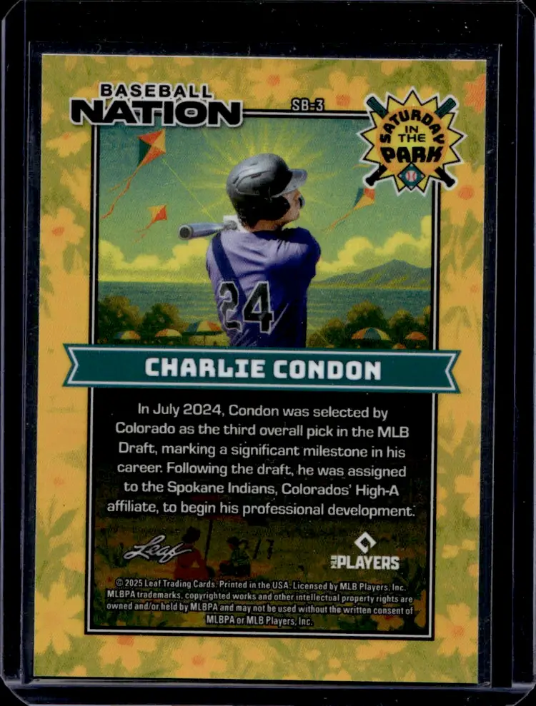 Charlie Condon Baseball Nation Card Leaf /7
