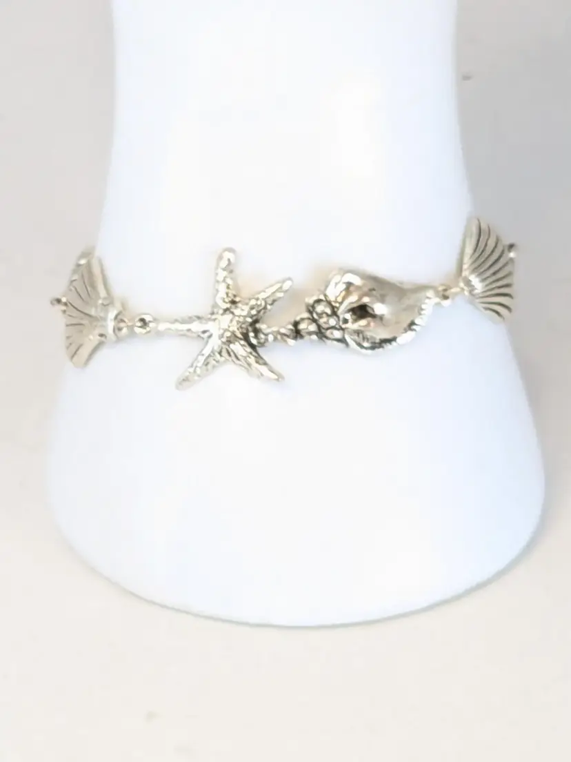 Silver Tone Ocean Charm Bracelet Beach Jewelry