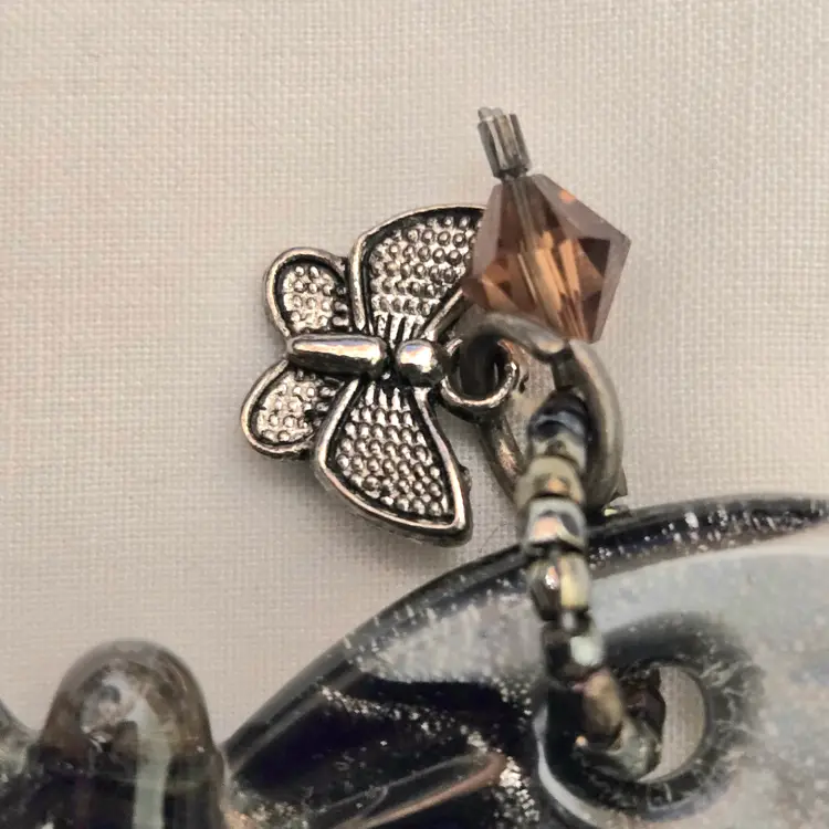 Butterfly Studio Art Fused Glass Bugs Pendant with Attachments 2¼" Wide Unbranded