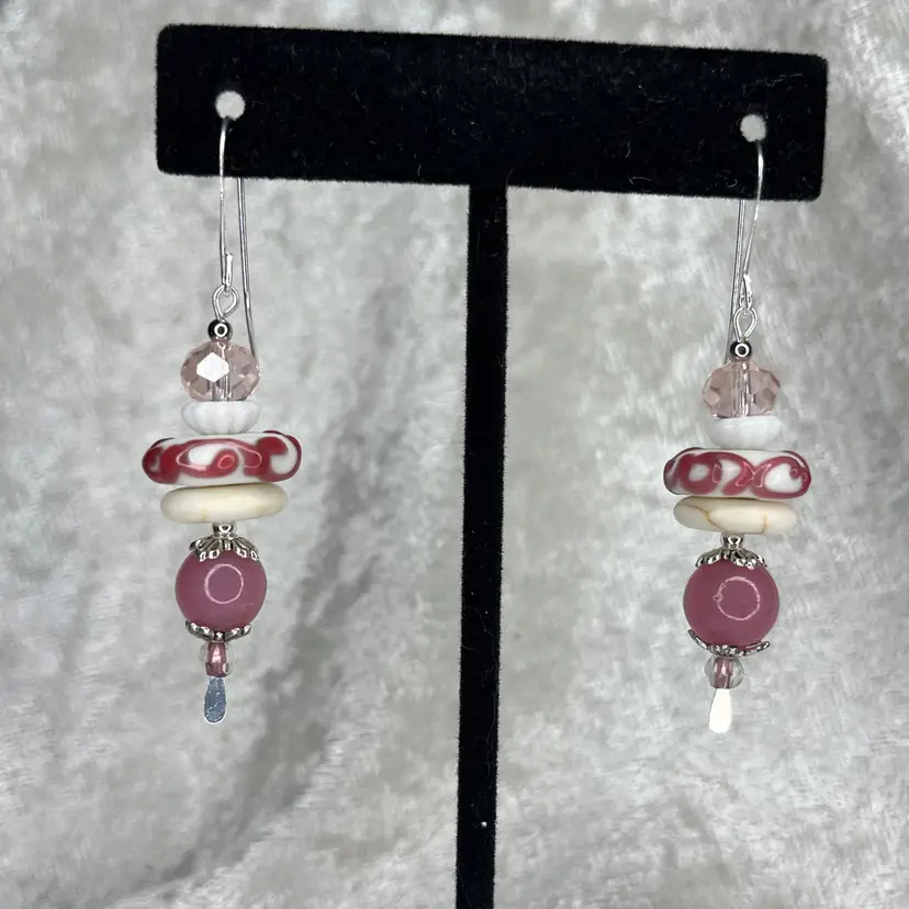 #95 "Debbie Cakes" Series - Handmade by Me -- Vintage Lampwork Earrings