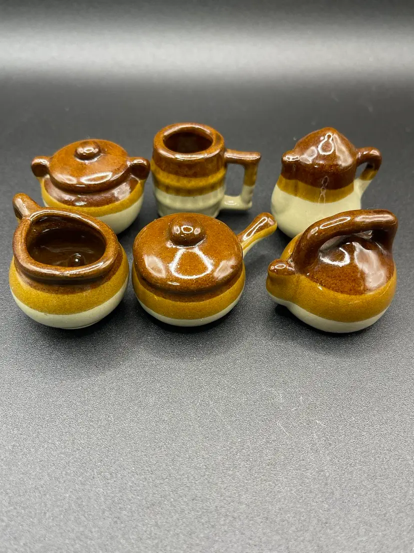 Miniature Stoneware Pottery Kitchen Set