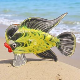 Yellow Art Glass Koi Fish Figurine 2” Tall