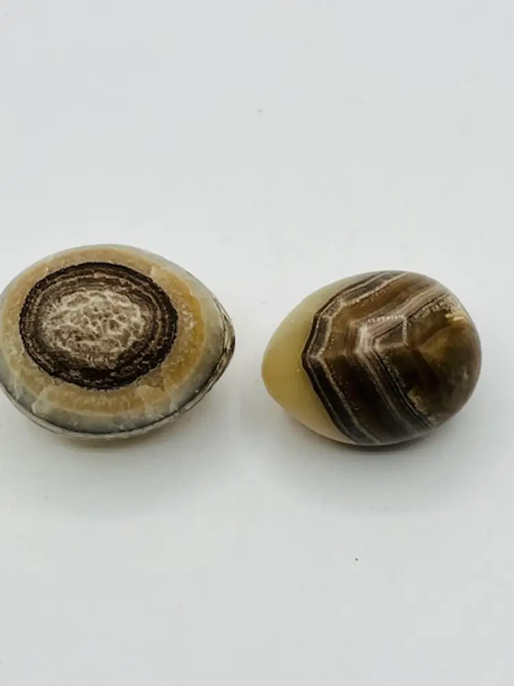 Two Vintage Polished Marble Brown /Beige/White Polished Stone Eggs