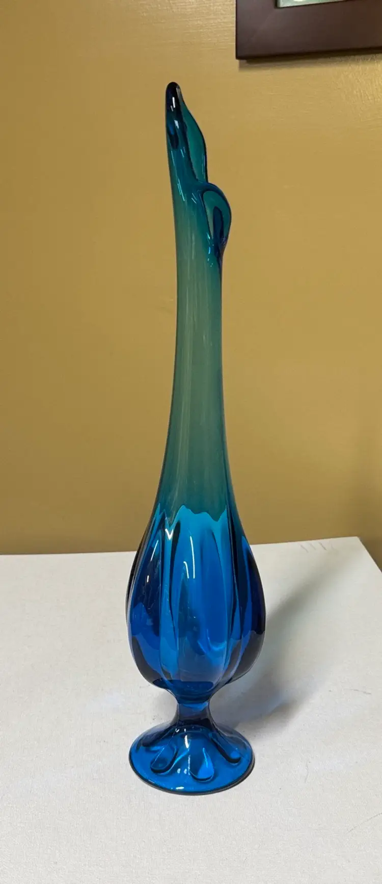 Viking Glass Epic 6 Petal 15.5” tall Swung Vase in Bluenique