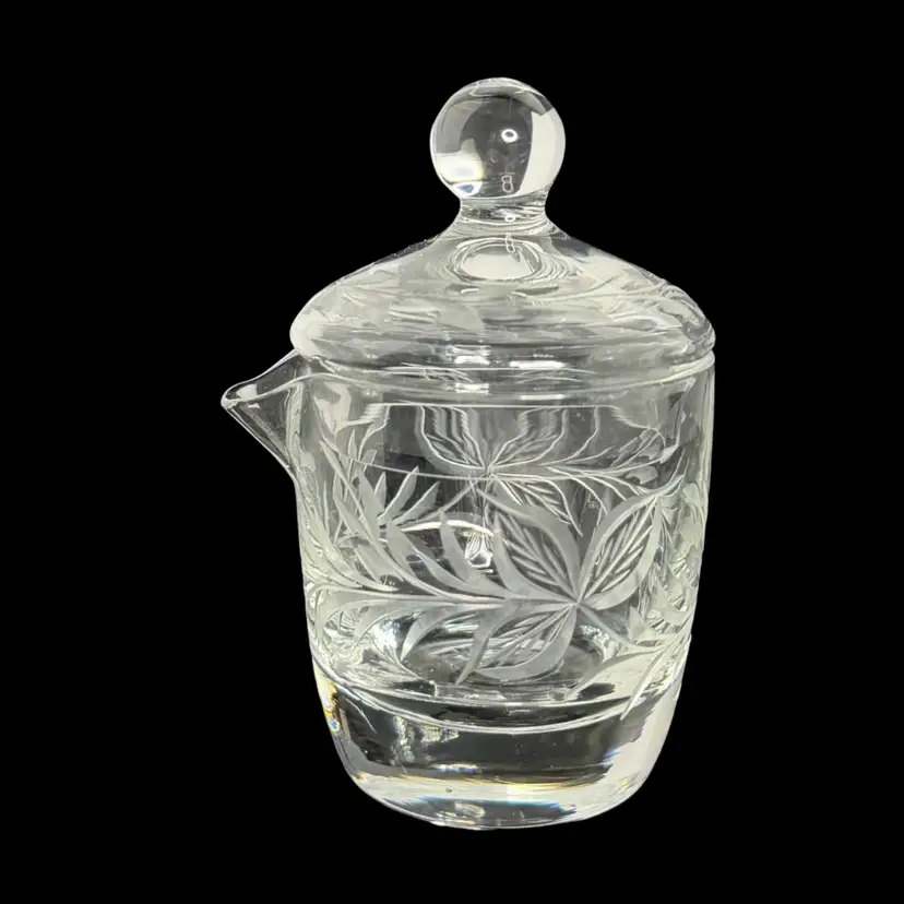 Mini Etched Crystal Sugar Bowl W/Lid
3.5” T x 2.25” W