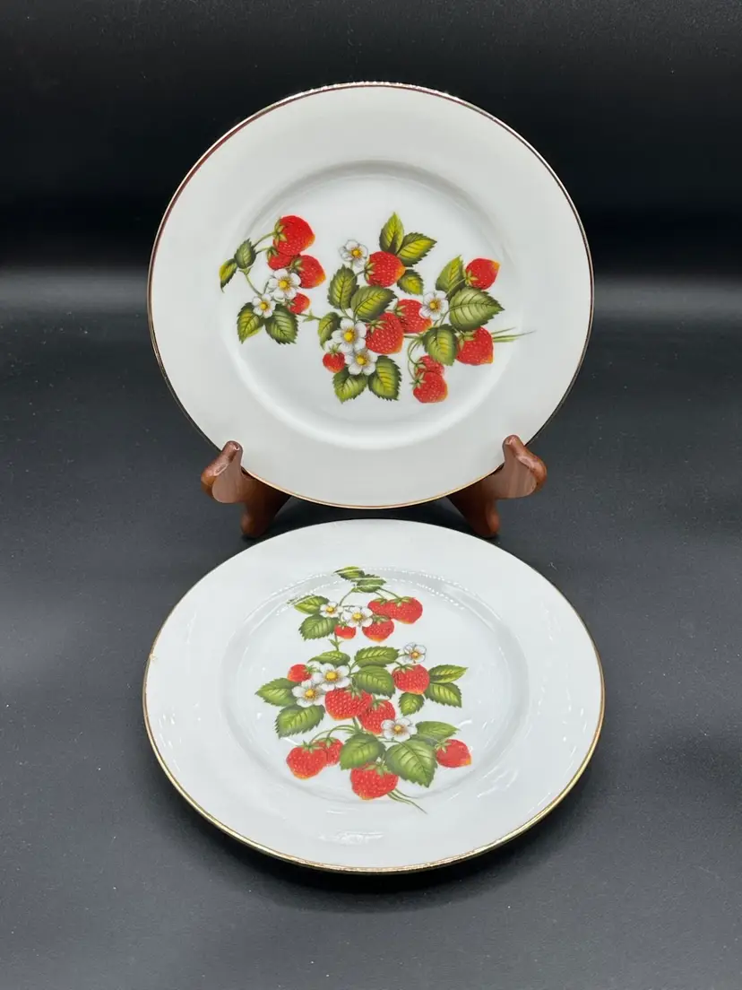 2- 7.5 Inch Royal Ann Strawberry Plates