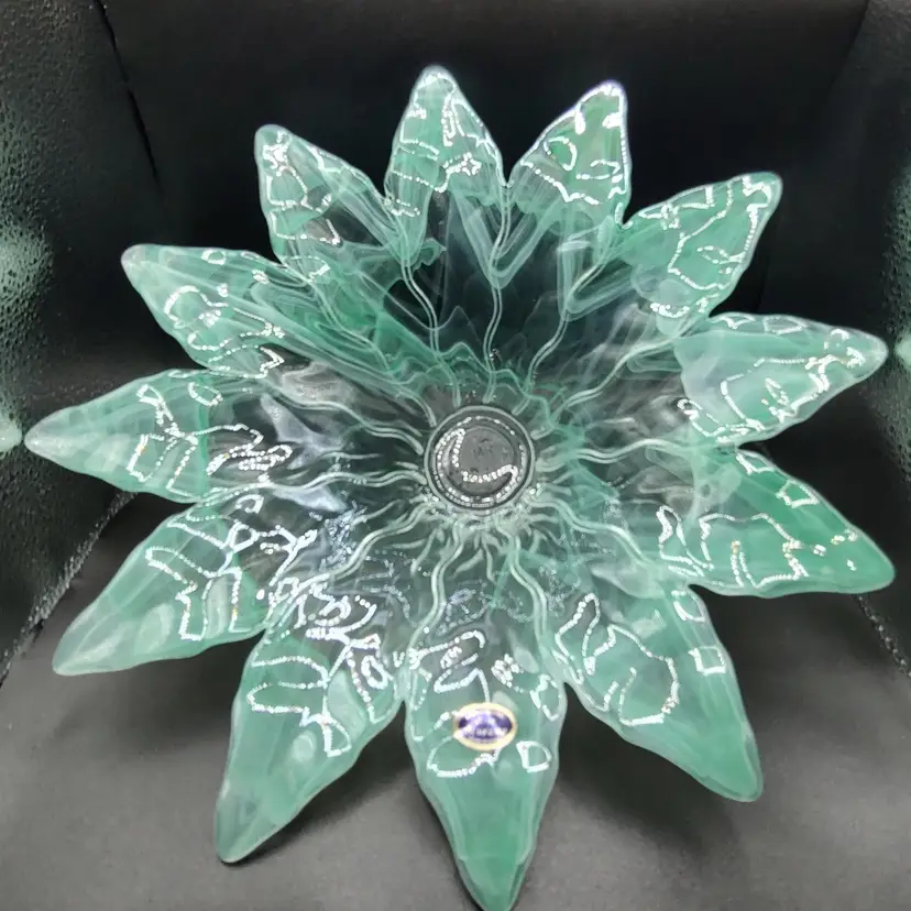 Lavorazione Murano Art Glass Green Console Bowl