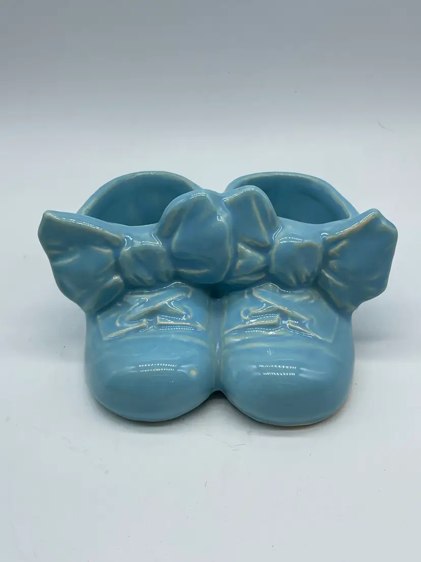 Vintage McCoy Pottery Blue Baby Shoe Planter