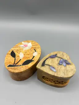 Pair Of Hand Carved Soapstone Trinket Boxes