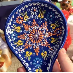 Turkish Pottery Spoon Rest 9 X 4.5” Oversized