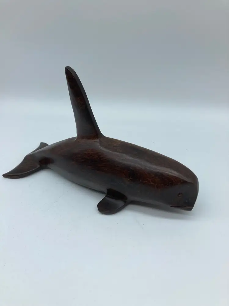 Vintage Hand-Carved Ironwood Orca Killer Whale Sculpture