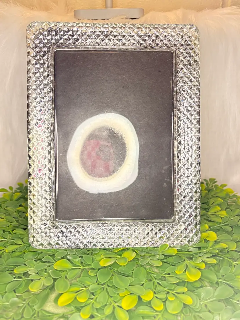 Vintage Lead Crystal Diamond Cut Picture Frame 5x7 Photo - 7x9 Frame