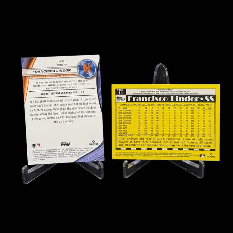 Francisco Lindor 2024 Bowman's Best Refractor 2025 Topps Silver Pack 1990 Mojo New York Mets