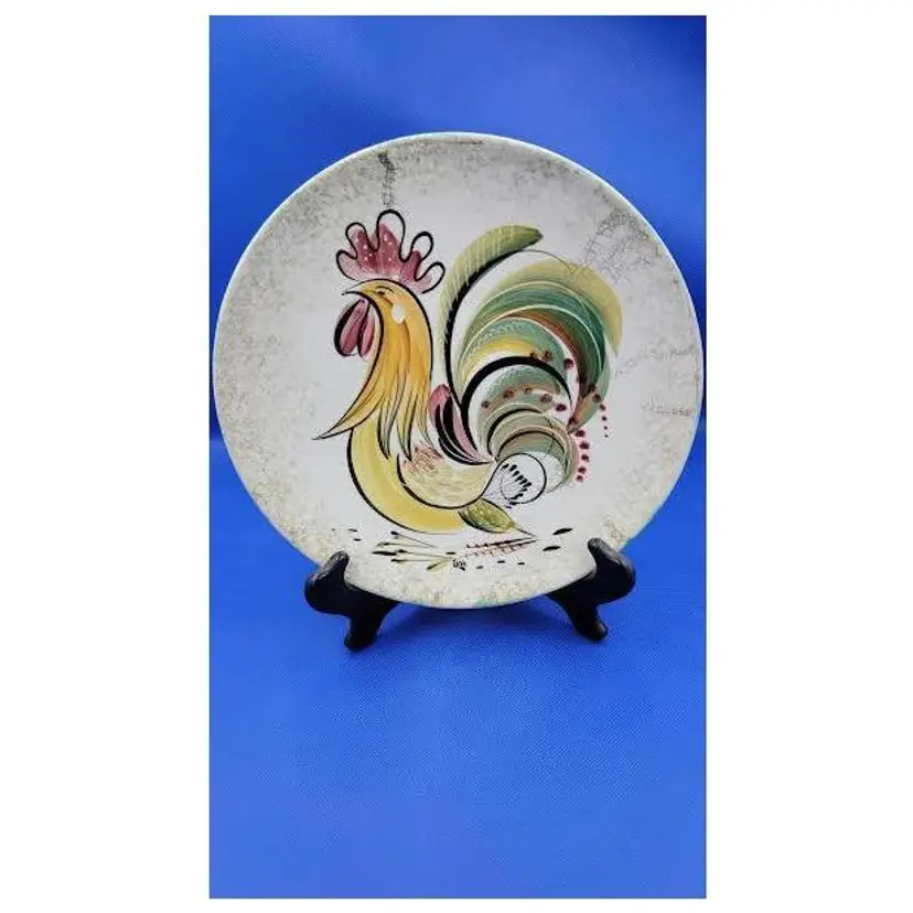 SIGNED HAND PAINTED ROOSTER PLATE
