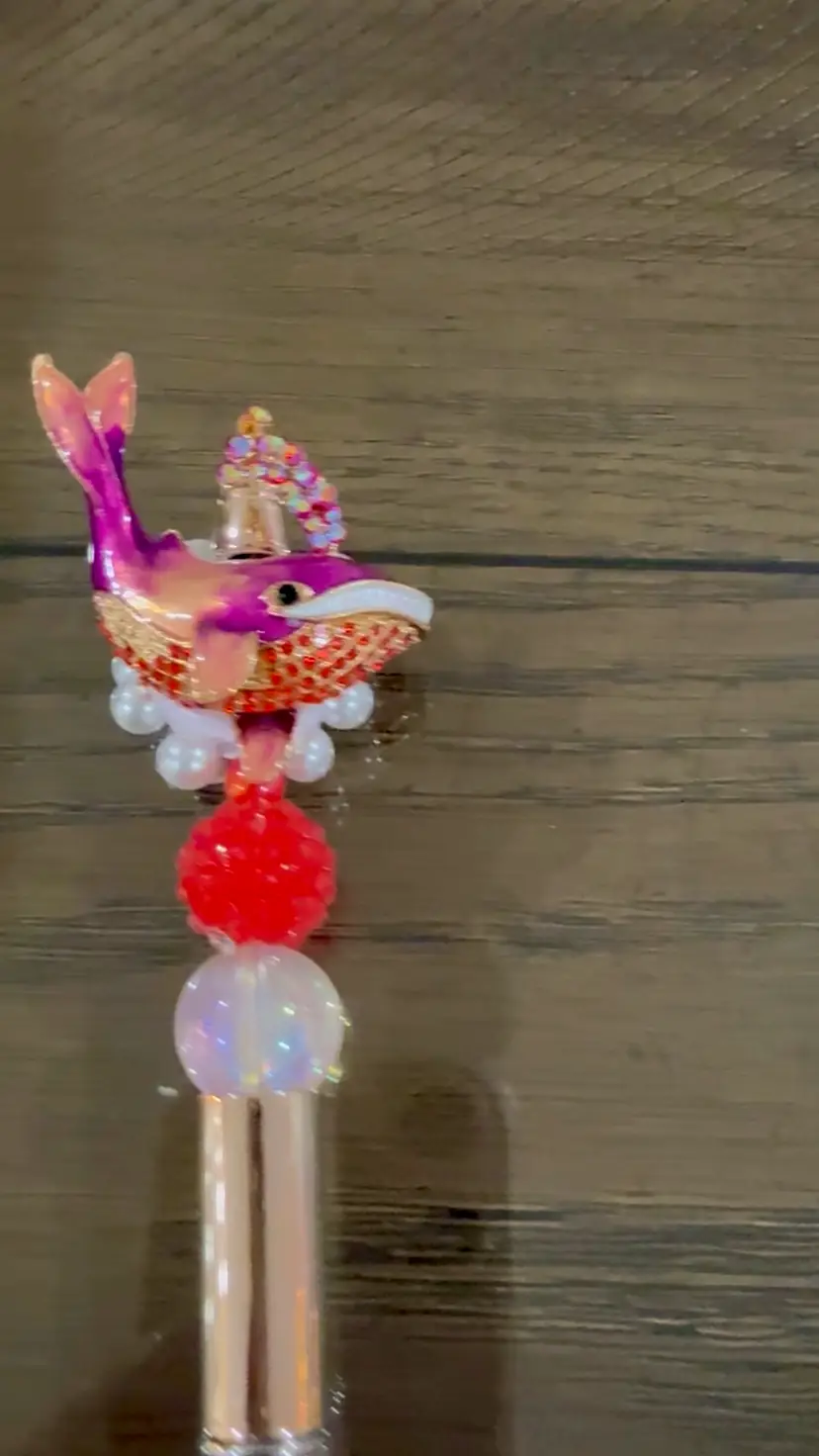 Handmade Beadable, Pen, Fancy Whale Gift Bling