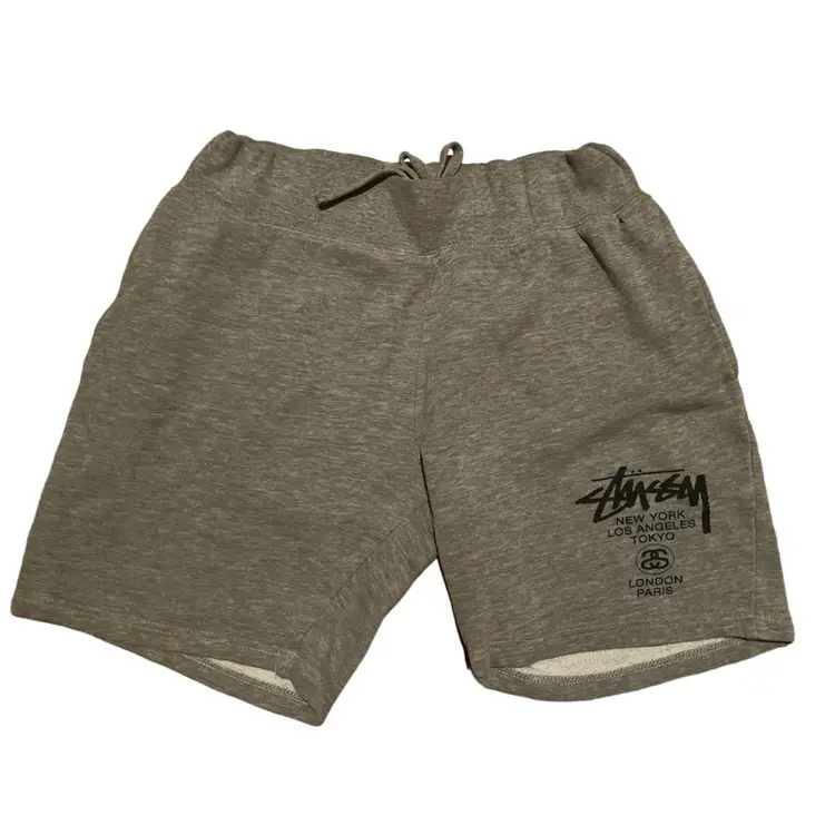 Stussy World Tour Drawstring Gray Shorts Size Small