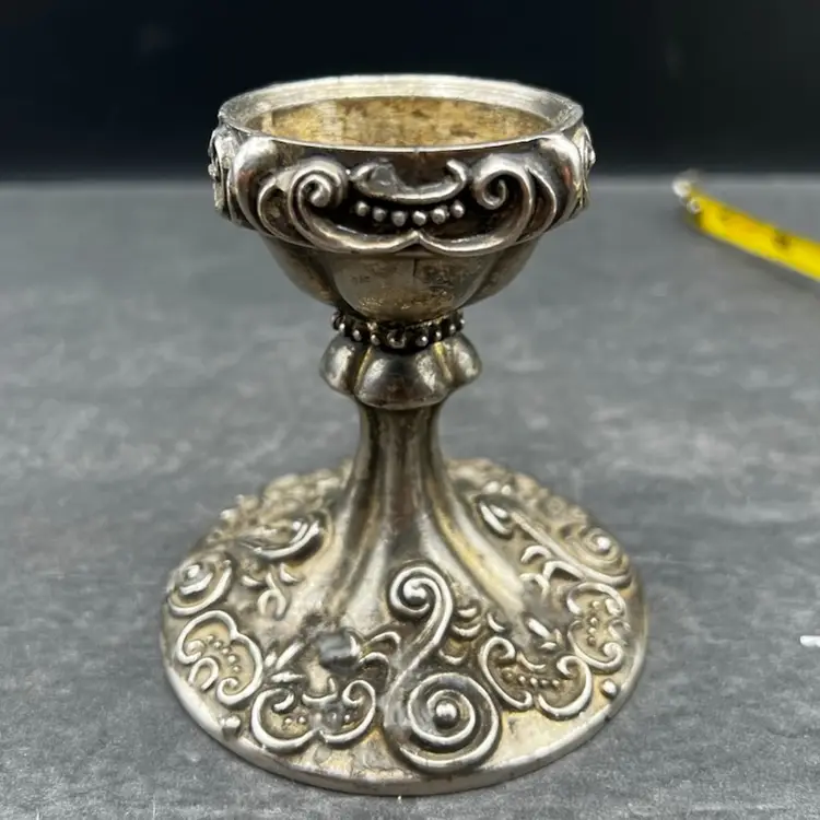 #437B Vintage Godinger Silver-plate Candlestick Holder Featuring a Baroque/Swirl Baroque Design
