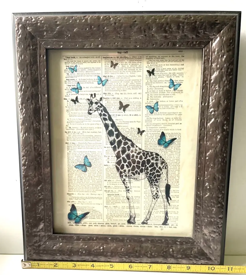 Giraffe & Butterflies Print.
