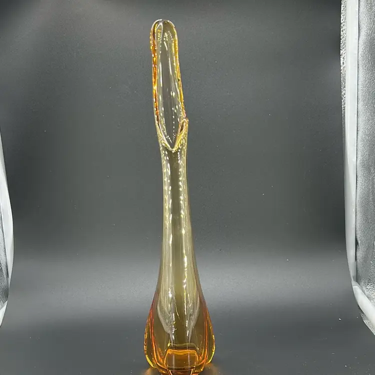 Vintage Viking, Amber Glass Bud Vase Mcm 12 Inches