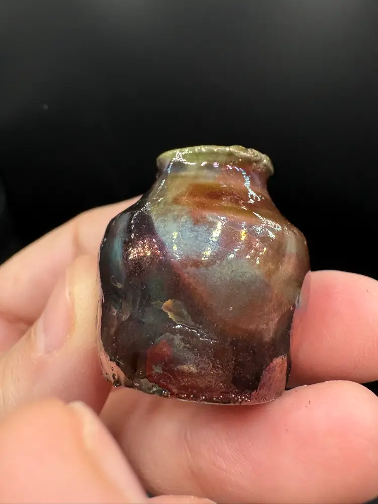 Made By Me - Raku Mirror Glaze Mini Vase 1” Controlled Chaos