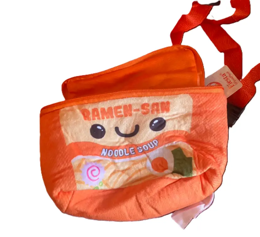 Fiesta Plush Ramen-San Fannie Pack /Purse Noodle Soup Orange Rare BNWT