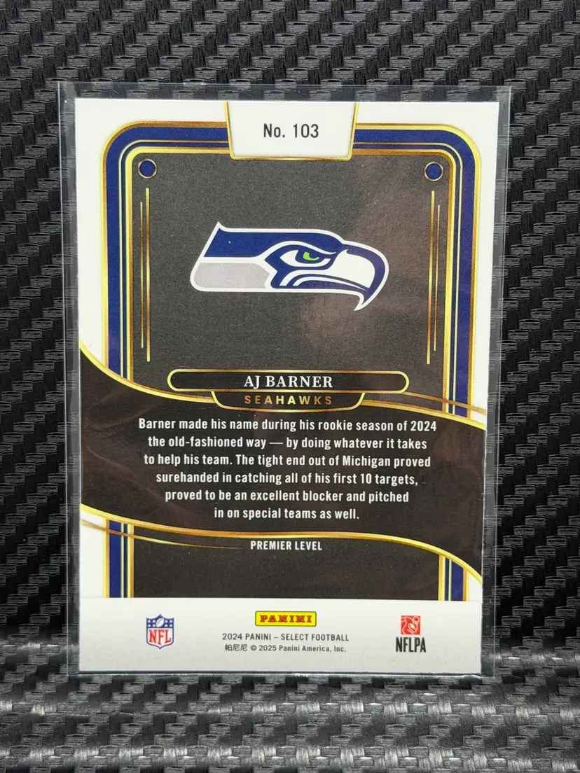 2024 Panini Donruss Rated Rookie AJ Barner Seattle Seahawks