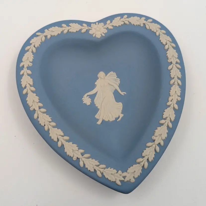 Wedgwood Heart Trinket Ring Dish Blue Jasperware 'Dancing Hours'
