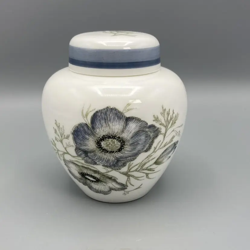 Wedgwood Ginger Jar - Susie Cooper Design Glen Mist Pattern - Blue Flowers - Vintage