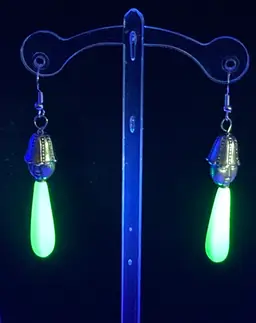 2 3/4” Drop Earrings! 925 Stamped  Fish Hooks.  Made By Me! UV Reactive Glow! Handmade!
